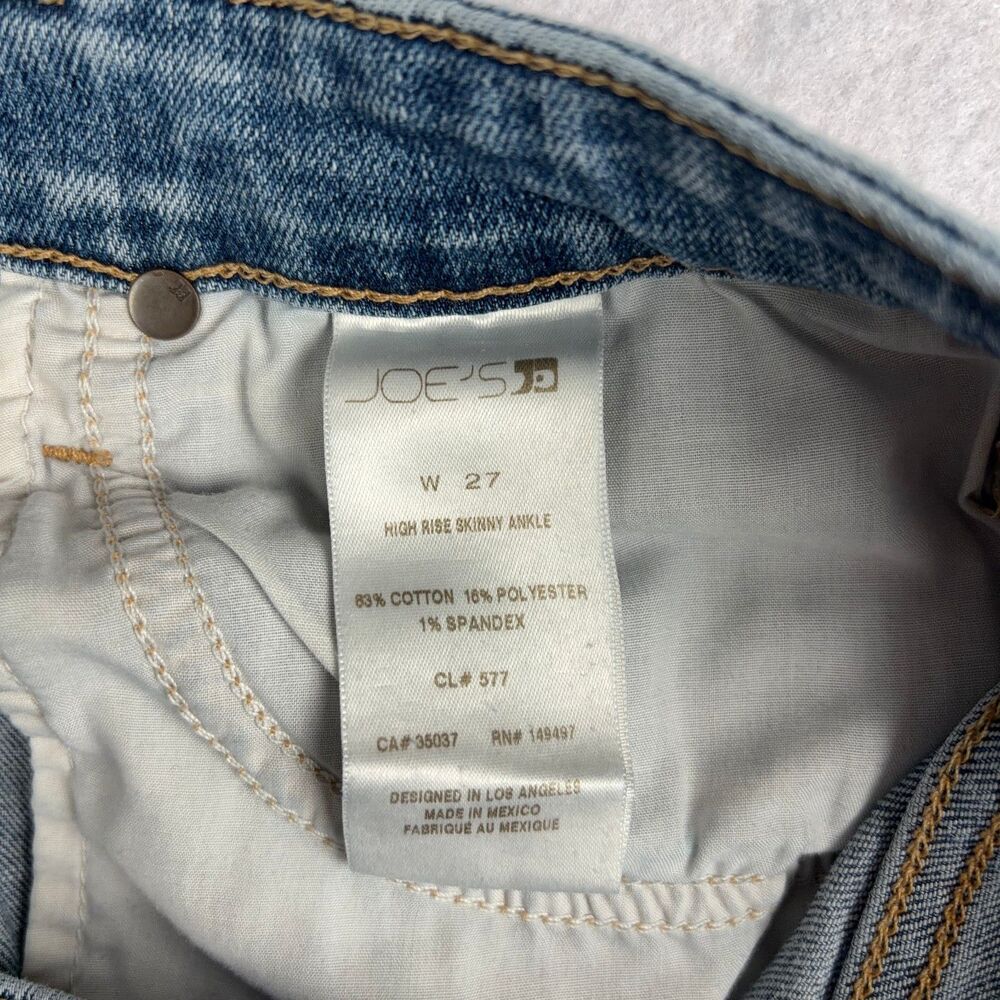 Joe's Jeans High Rise Skinny Ankle Distressed Jeans Women's 27 Light Wash - Picture 7 of 9